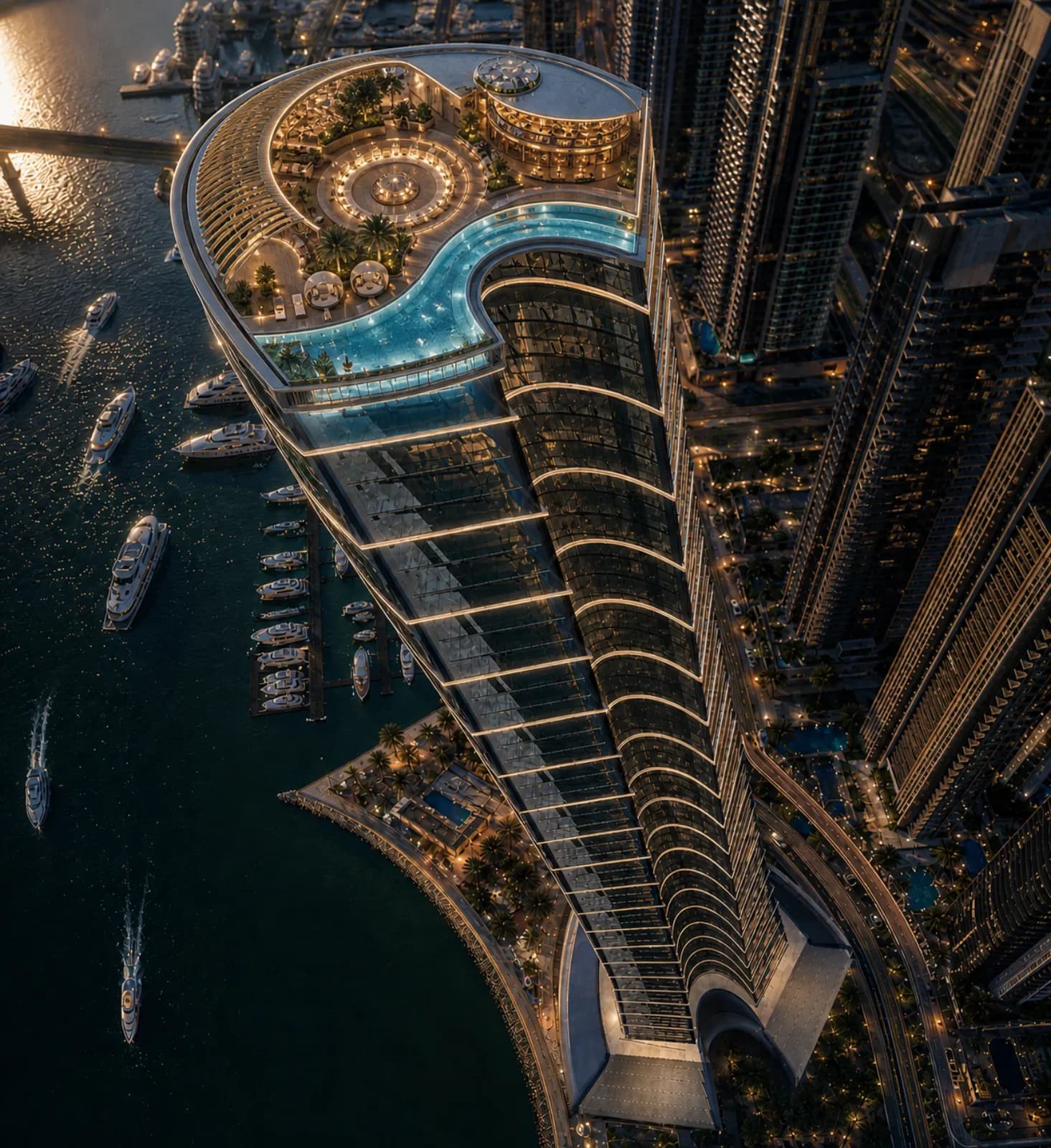Marina. Waterfront residential tower
